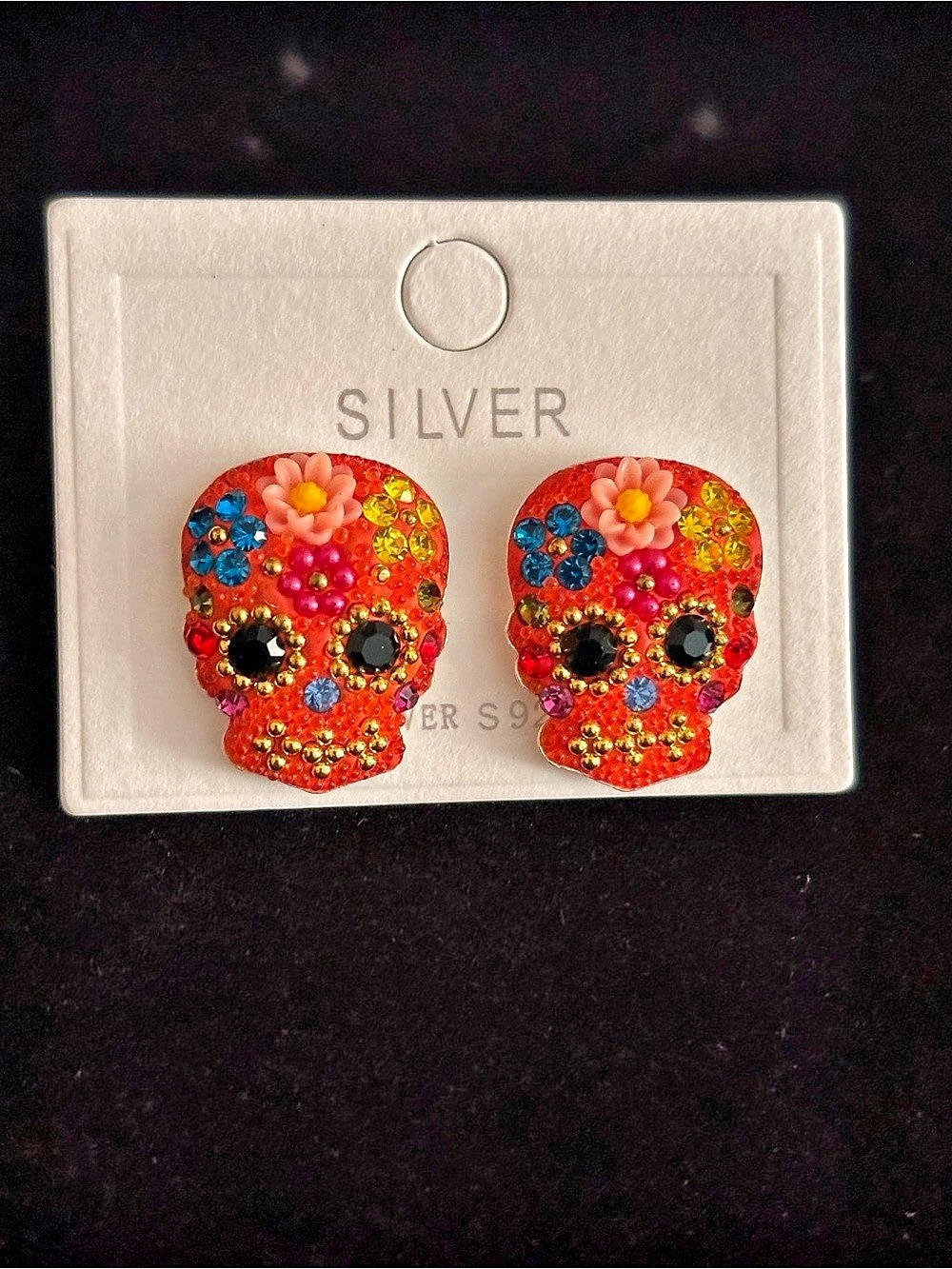 925 Sterling Silver day of the dead sugar skull earrings